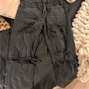 American Eagle Outfitters Black Distressed Boyfriend Jeans